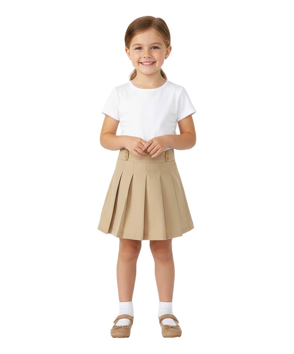 Unik - Girl Pleated Uniform Skirt Scooter Khaki 4/5-16