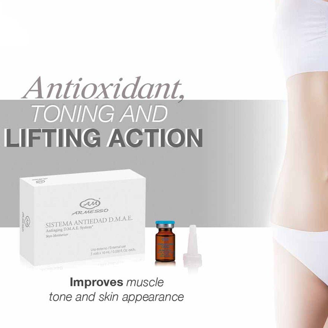 SlimSpa The Body Care Specialists - DMAE Anti-Aging Mesotherapy Vials – Professional Non-Surgical Bio-Lifting, Face & Neck Firming (DMAE · HA · Peptides, 5x10ml)
