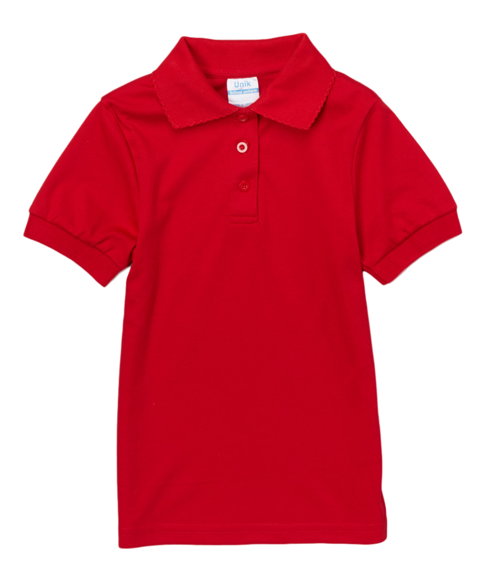 Unik - Girl's Uniform Polo Shirt Short Sleeve Size 5-18 Red
