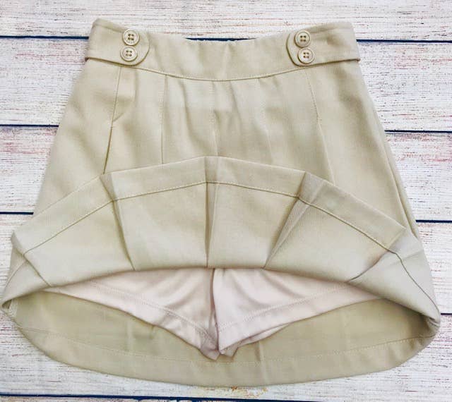 Unik - Girl Pleated Uniform Skirt Scooter Khaki 4/5-16