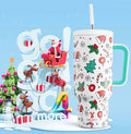 Meoky 40oz Tumbler With Straw Christmas Collection-White Christmas