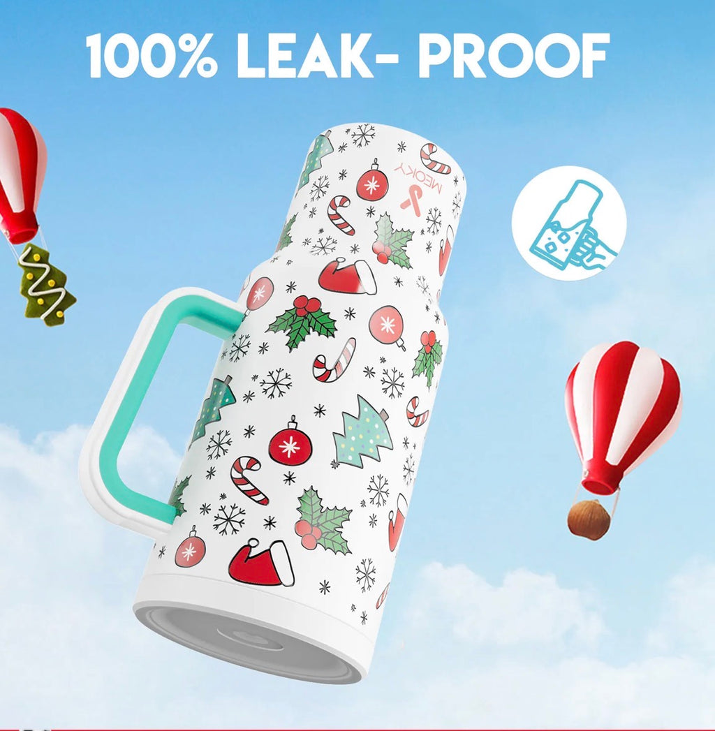 Meoky 40oz Tumbler With Straw Christmas Collection-White Christmas