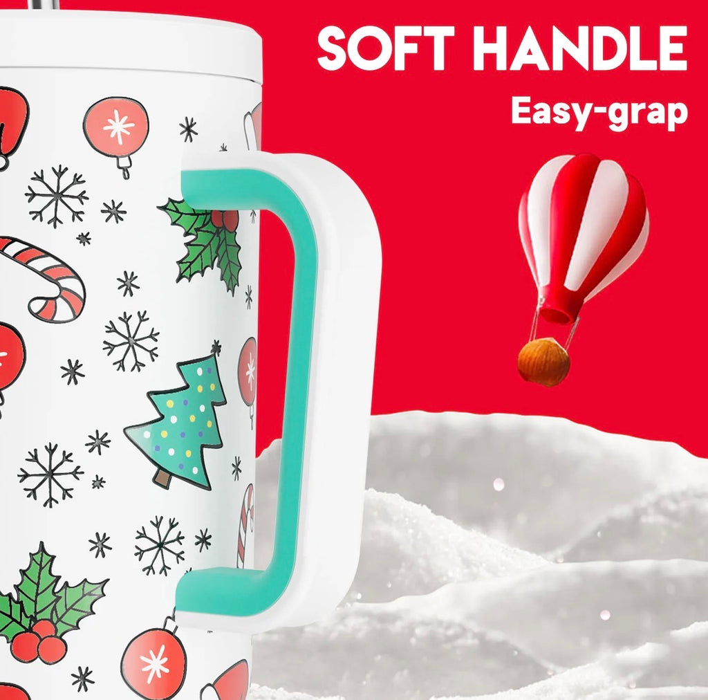 Meoky 40oz Tumbler With Straw Christmas Collection-White Christmas