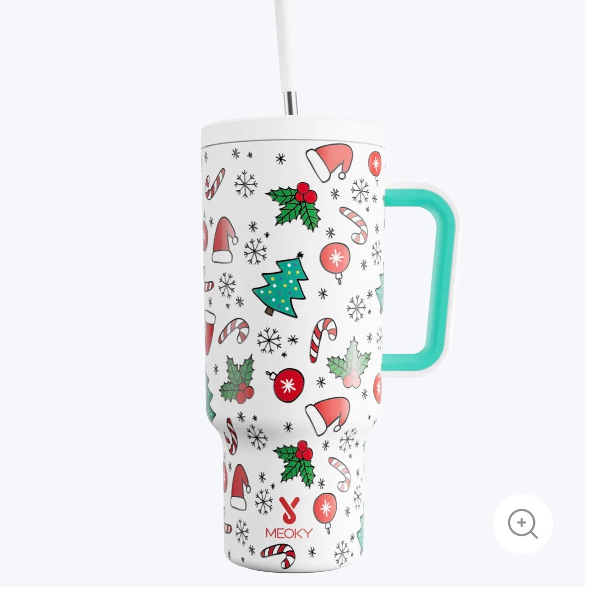 Meoky 40oz Tumbler With Straw Christmas Collection-White Christmas