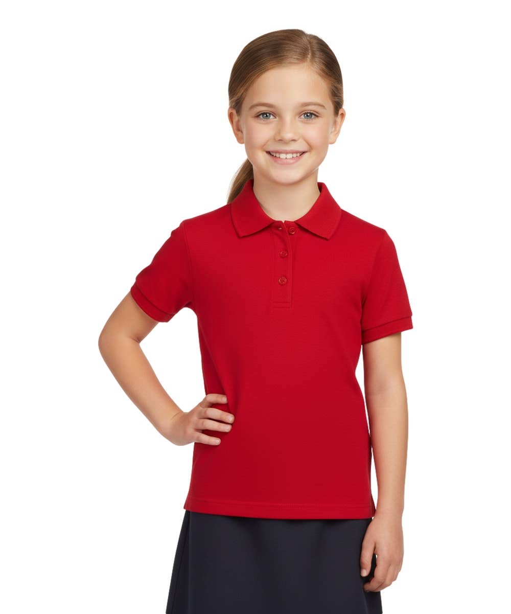 Unik - Girl's Uniform Polo Shirt Short Sleeve Size 5-18 Red
