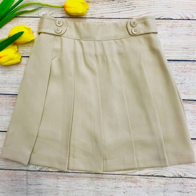 Unik - Girl Pleated Uniform Skirt Scooter Khaki 4/5-16