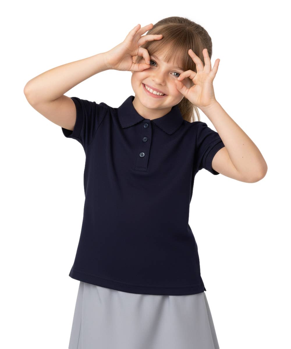 Unik - Girl's Uniform Polo Shirt Short Sleeve Size 5-18 Navy